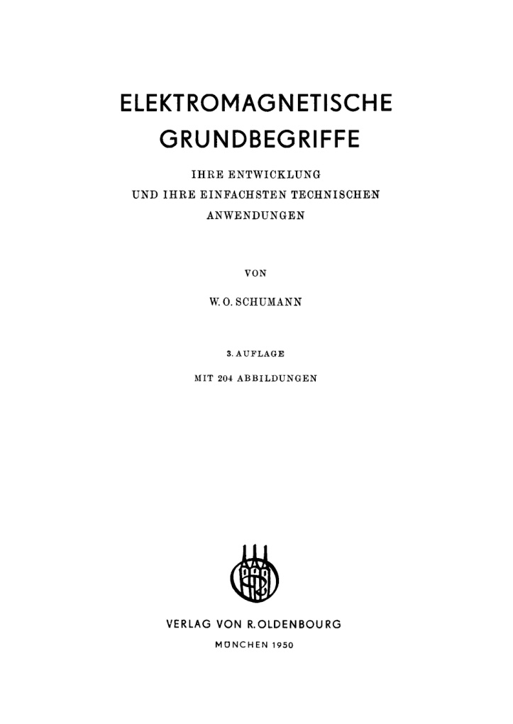 Elektromagnetische Grundbegriffe German Edition W O Schumann Kitap Kapağı