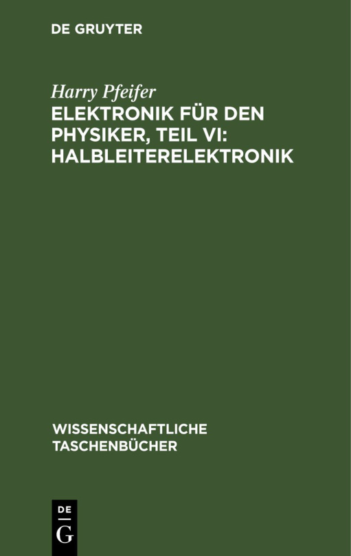 Elektronik fur den Physiker German Edition Harry Pfeifer Kitap Kapağı