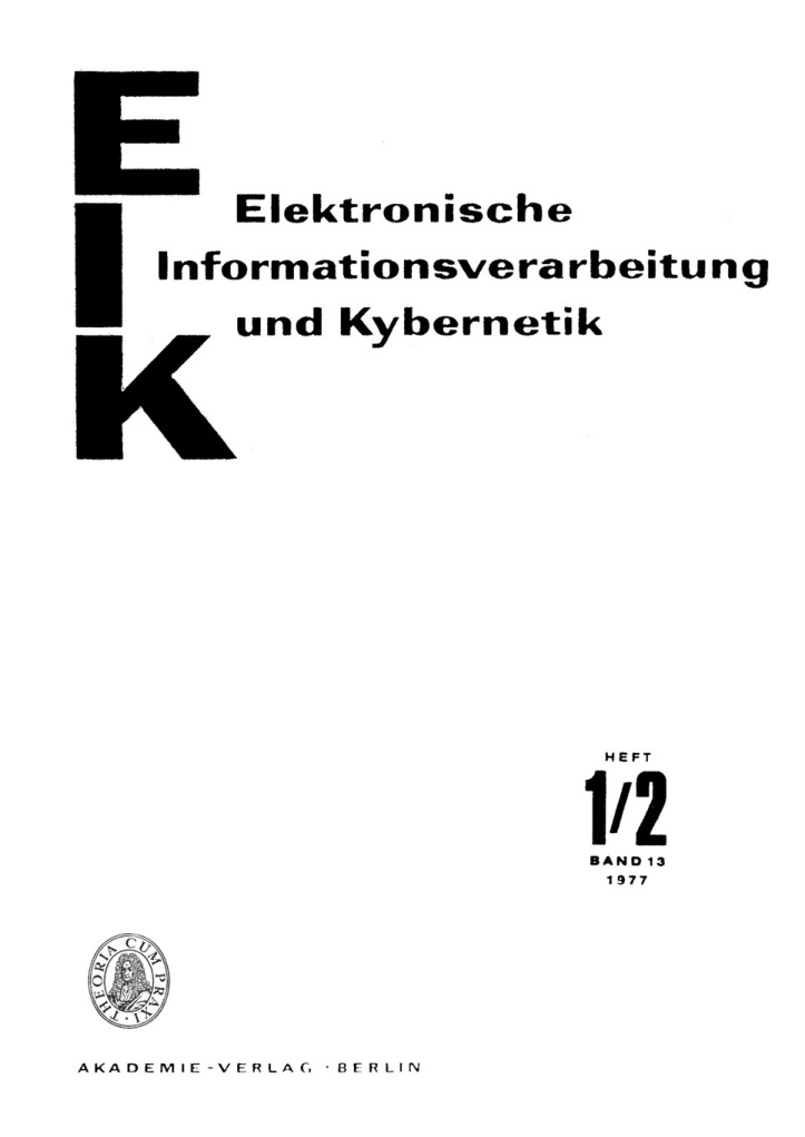 Elektronische Informationsverarbeitung und Kybernetik Band 13 Heft 1 German Edition Wilhelm Kammerer Kitap Kapağı