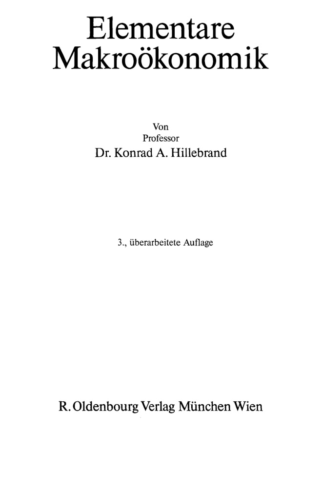 Elementare Makrookonomik German Edition Konrad A Hillebrand Kitap Kapağı