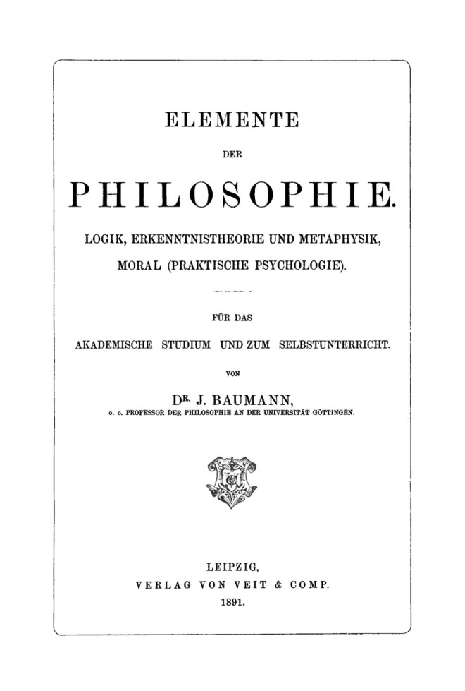 Elemente der Philosophie German Edition J Baumann Kitap Kapağı