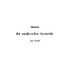 Elemente der analytischen Geometrie der Ebene German Edition Ferdinand Joachimsthal Kitap Kapağı