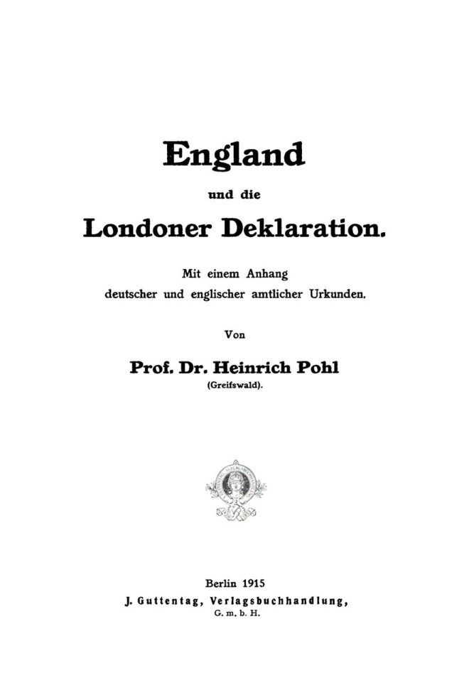 England und die Londoner Deklaration German Edition Heinrich Pohl Kitap Kapağı