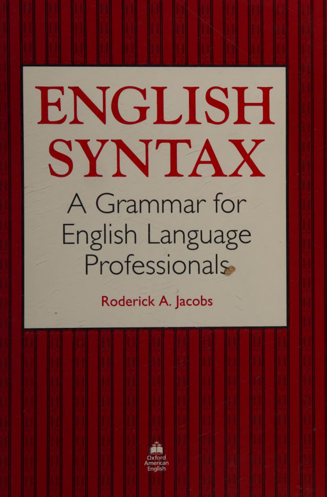 English Syntax A Grammar For English Language Professionals Roderick Jacobs Kitap Kapağı