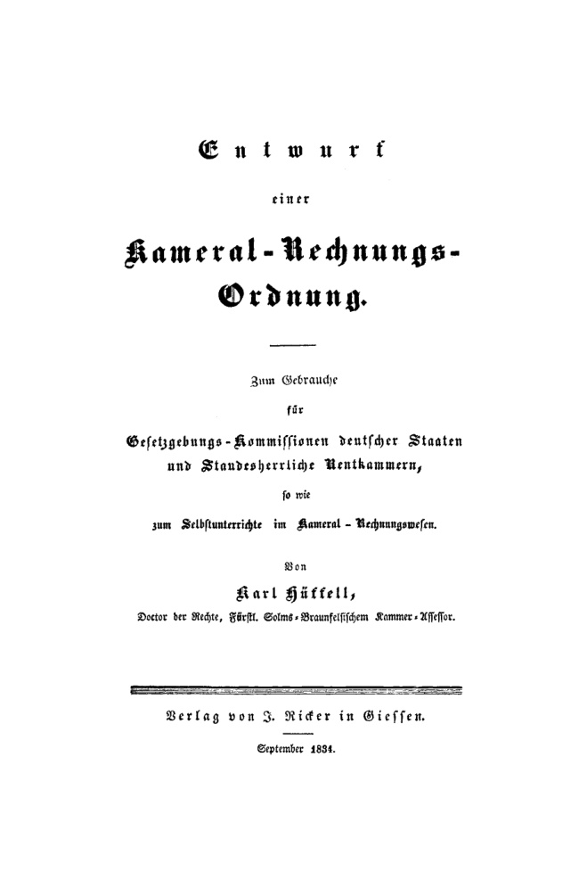 Entwurf einer Kameral Rechnungs Ordnung German Edition Carl Huffell Kitap Kapağı