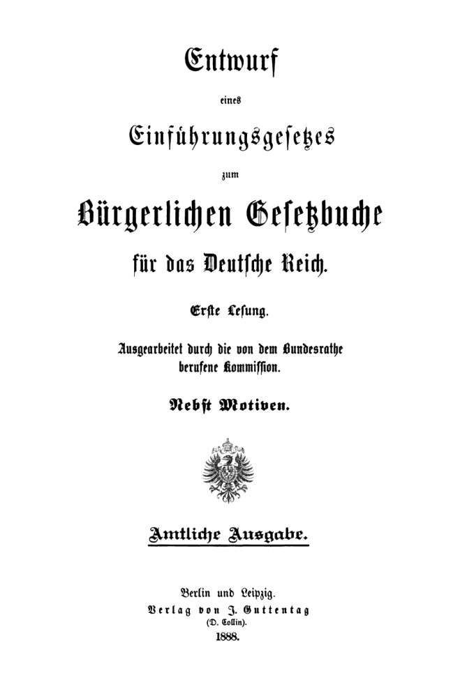 Entwurf eines Einfuhrungsgesetzes zum Burgerlichen Gesetzbuche fur das Deutsche Reich German Edition Deutschland Kommission zur Ausa Kitap Kapağı