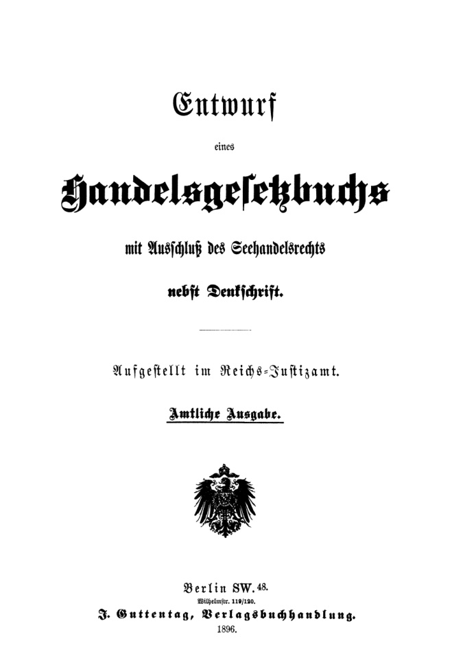 Entwurf eines Handelsgesetzbuchs German Edition Deutschland Reichsjustizamt Kitap Kapağı