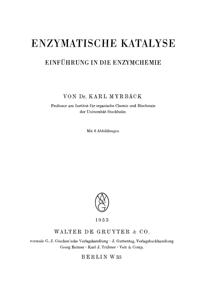 Enzymatische Katalyse German Edition Karl Myrback Kitap Kapağı