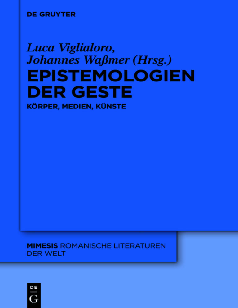 Epistemologien der Geste German Edition Luca Viglialoro Kitap Kapağı