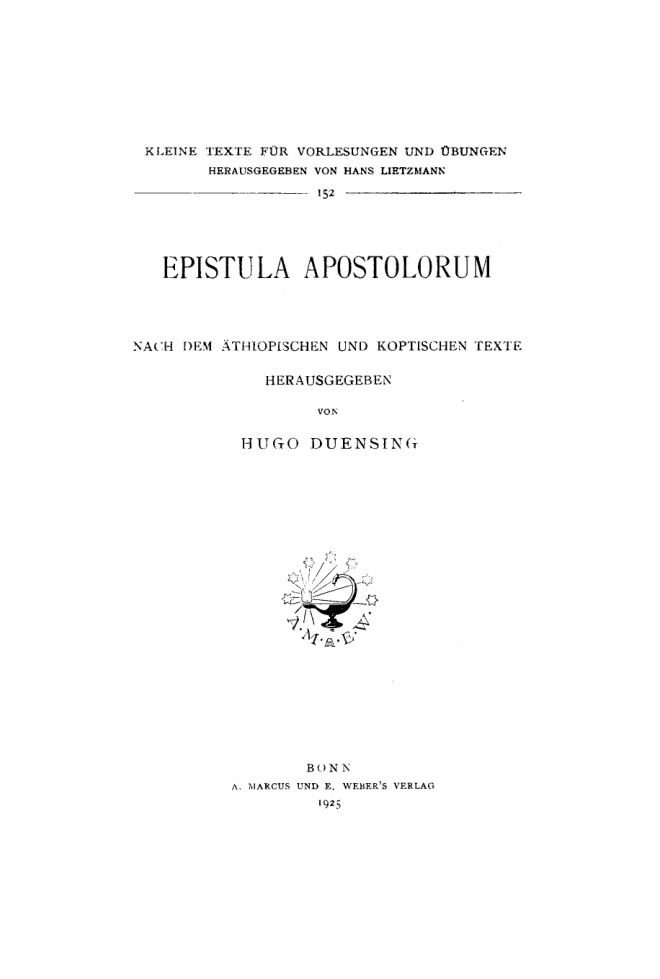Epistula apostolorum German Edition Hugo Duensing Kitap Kapağı