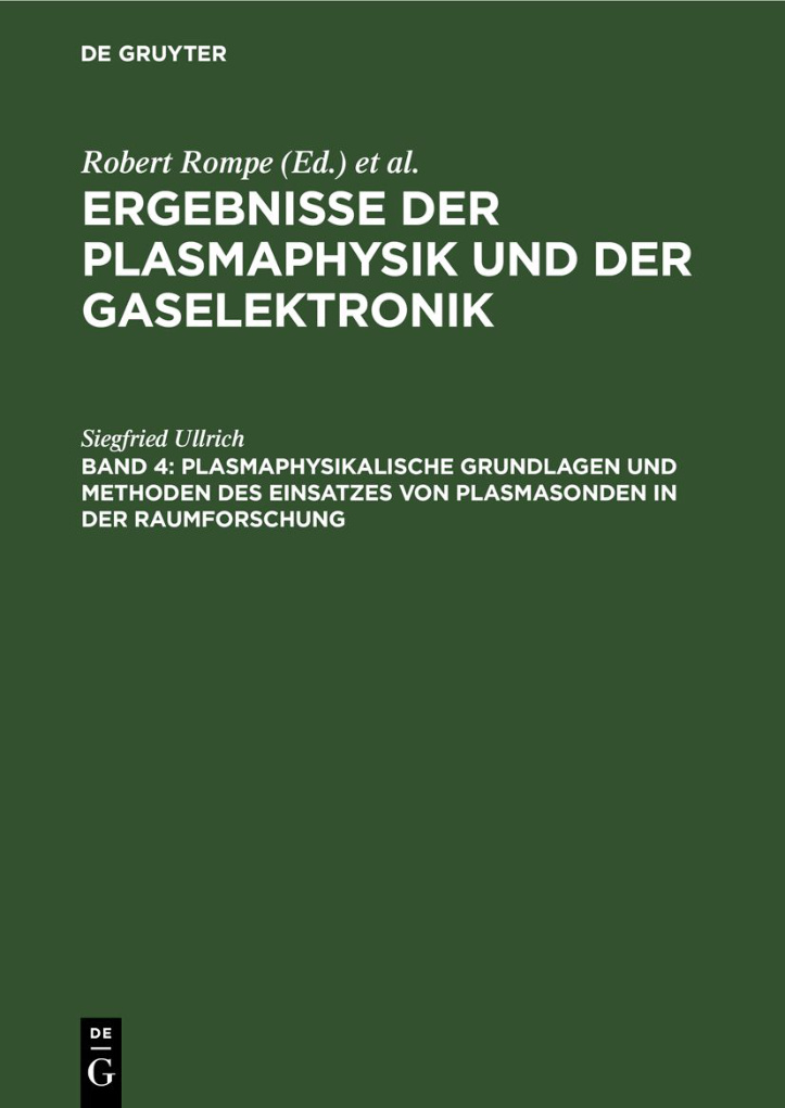 Ergebnisse der Plasmaphysik und der Gaselektronik Band 4 German Edition Siegfried Ullrich Kitap Kapağı