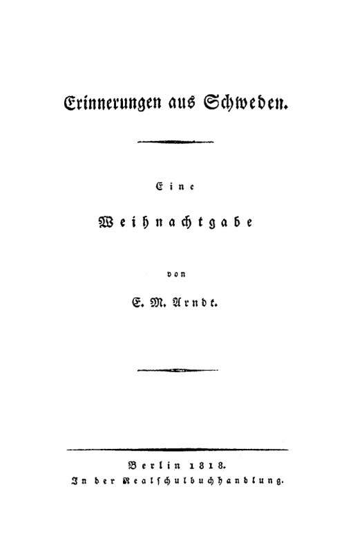 Erinnerungen aus Schweden German Edition E M Arndt Kitap Kapağı