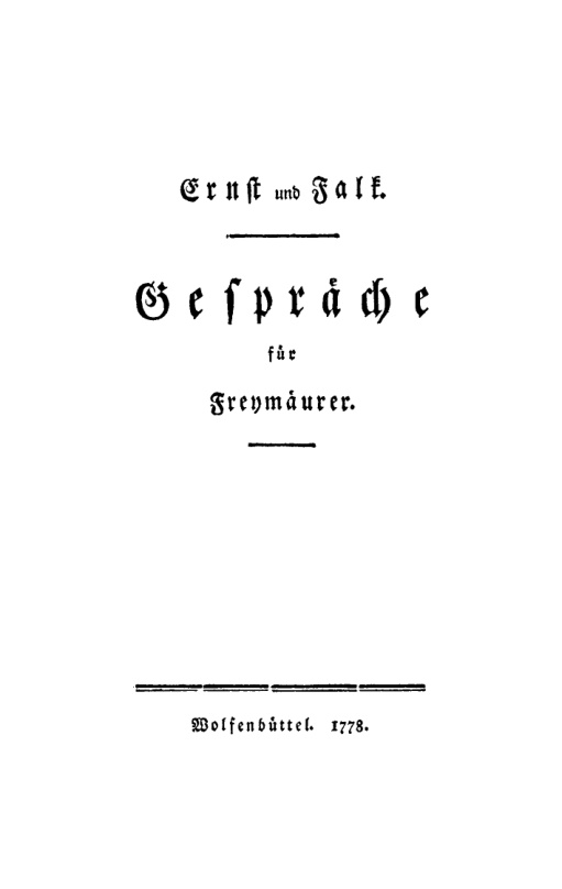 Ernst und Falk Gesprache fur Freymaurer German Edition G E Lessing Kitap Kapağı