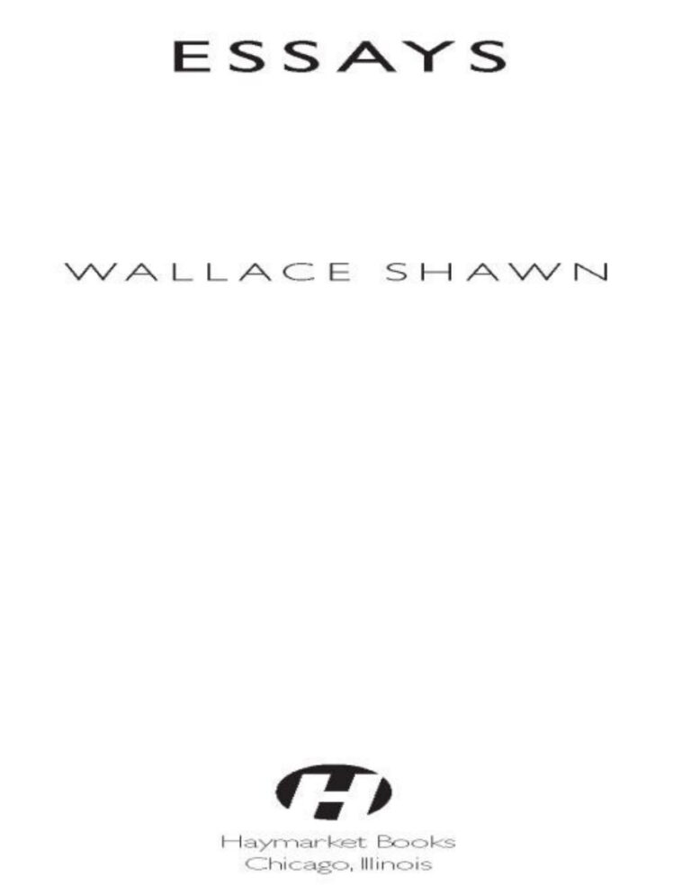 Essays Wallace Shawn Kitap Kapağı