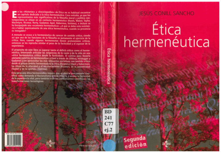 Etica hermeneutica Jesus Conill Sancho Kitap Kapağı