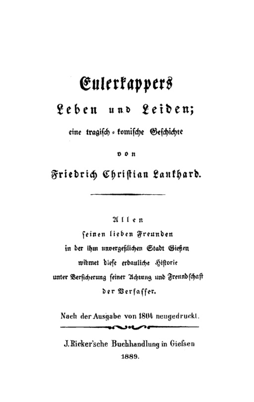 Eulerkappers Leben und Leiden German Edition Friedrich Christian Laukhard Kitap Kapağı