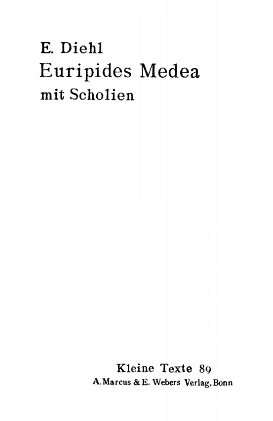 Euripides Medea mit Scholien German Edition Ernst Diehl Kitap Kapağı