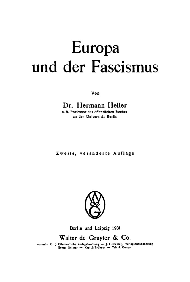 Europa und der Fascismus German Edition Hermann Heller Kitap Kapağı