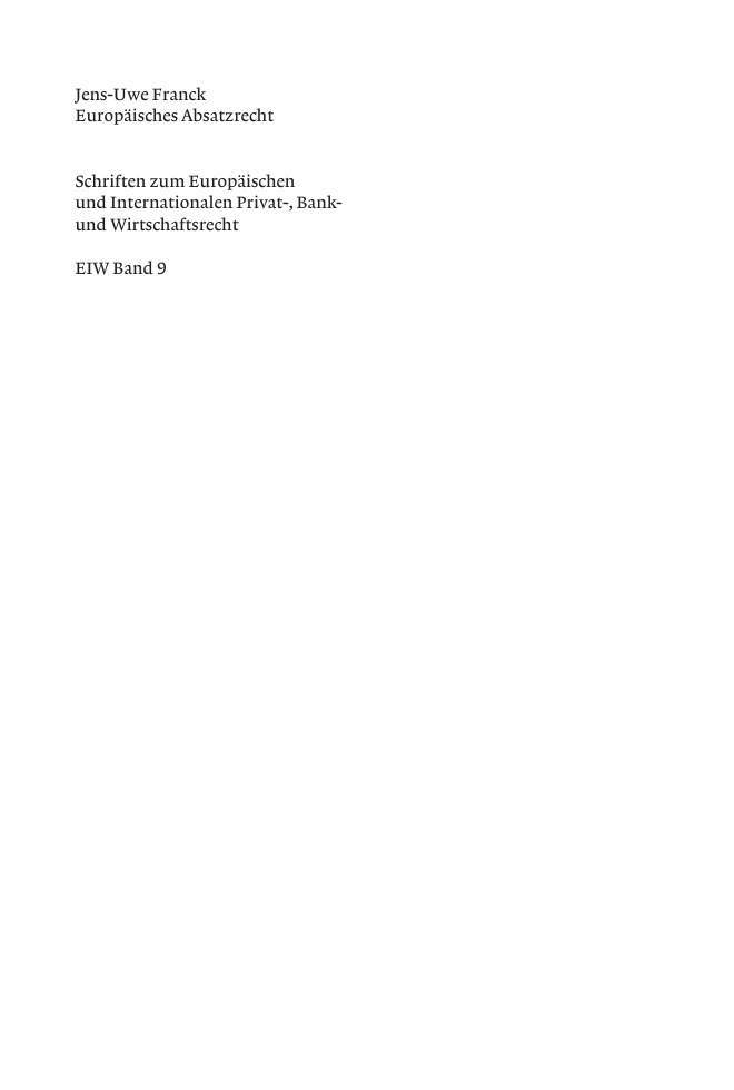 Europaisches Absatzrecht German Edition Jens Uwe Franck Kitap Kapağı