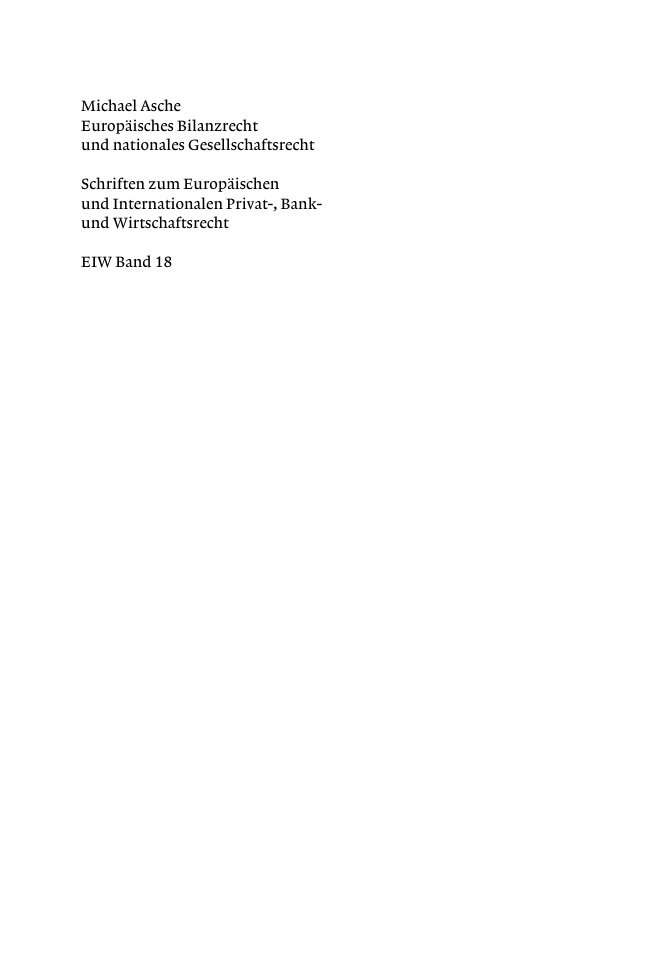 Europaisches Bilanzrecht und nationales Gesellschaftsrecht German Edition Michael Asche Kitap Kapağı