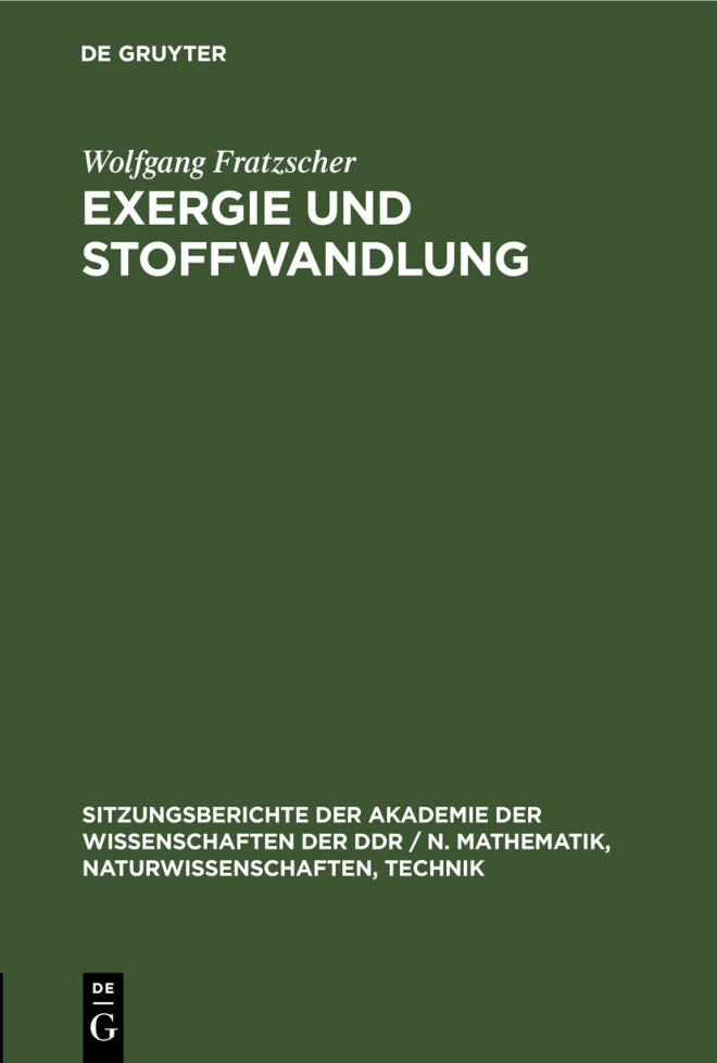 Exergie und Stoffwandlung German Edition Wolfgang Fratzscher Kitap Kapağı