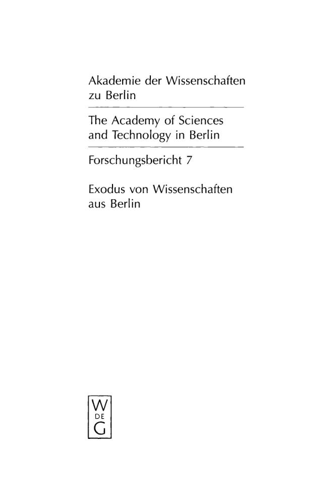 Exodus von Wissenschaften aus Berlin German Edition Wolfram Fischer Kitap Kapağı
