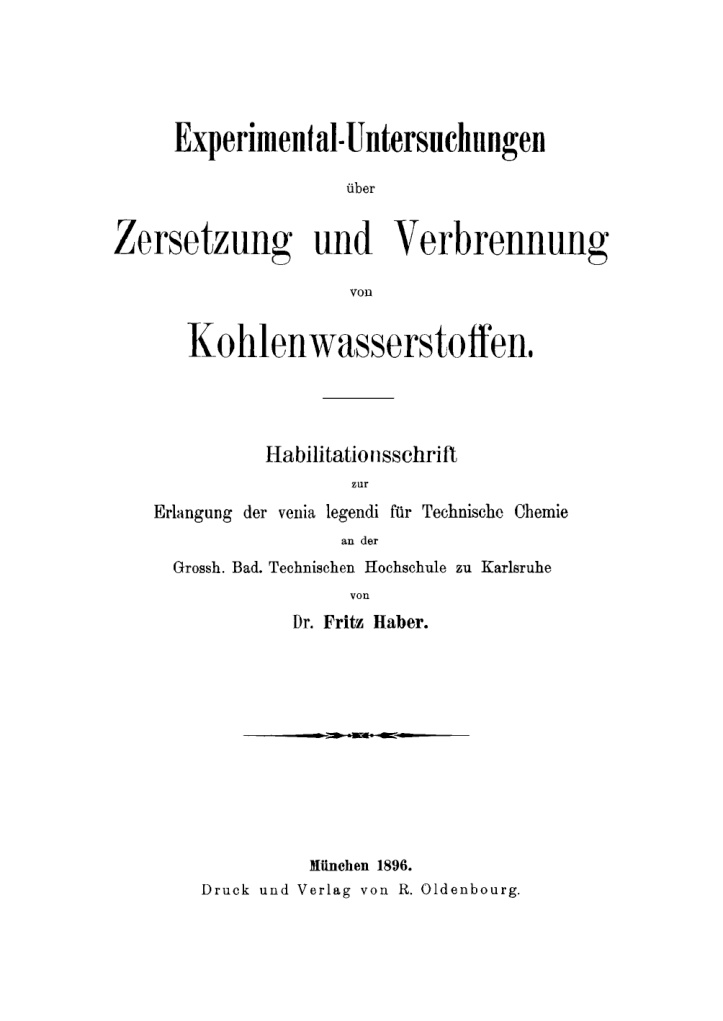 Experimental Untersuchungen uber Zersetzung und Verbrennung von Kohlenwasserstoffen German Edition Fritz Haber Kitap Kapağı