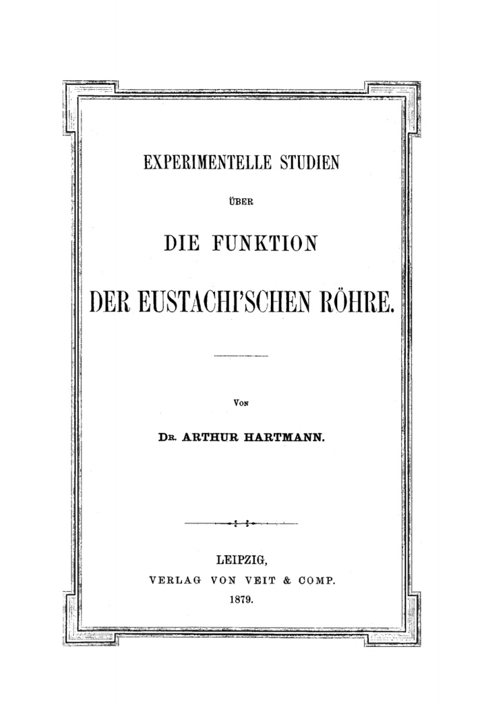 Experimentelle Studien uber die Funktion der Eustachischen Rohre German Edition Arthur Hartmann Kitap Kapağı