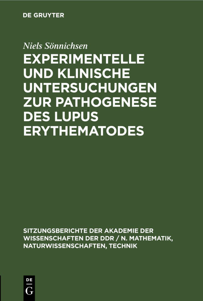 Experimentelle und klinische Untersuchungen zur Pathogenese des Lupus erythematodes German Edition Niels Sonnichsen Kitap Kapağı