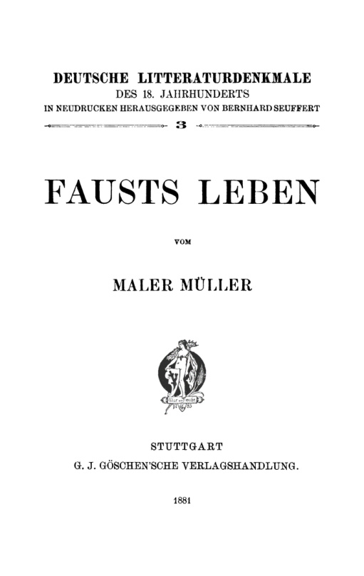 Fausts Leben German Edition Maler Muller Kitap Kapağı