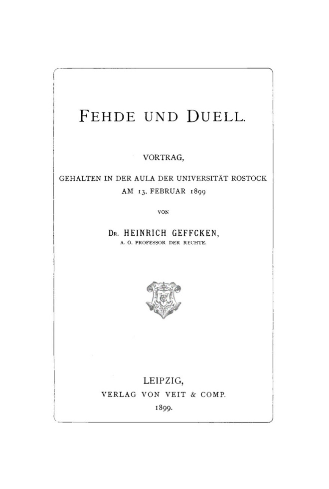 Fehde und Duell German Edition Heinrich Geffcken Kitap Kapağı