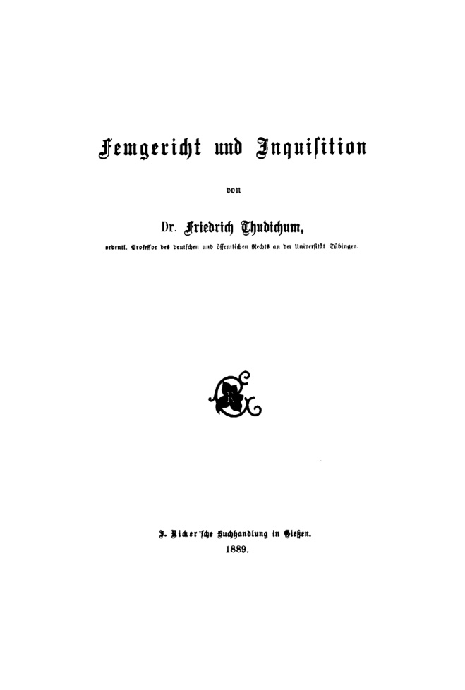 Femgericht und Inquisition German Edition Friedrich Thudichum Kitap Kapağı