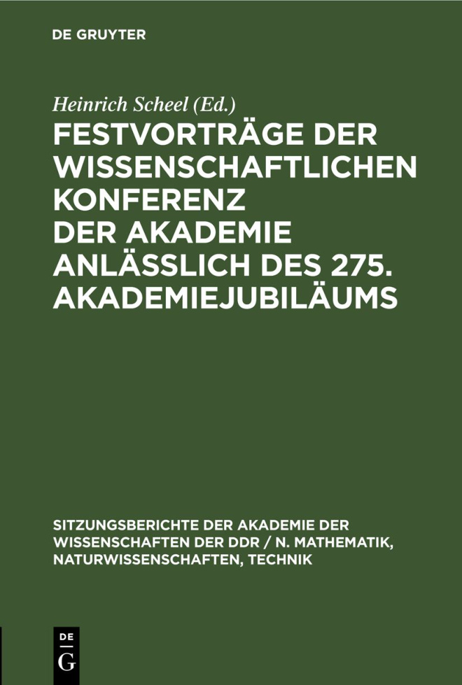 Festvortrage der wissenschaftlichen Konferenz der Akademie anlasslich des 275 German Edition Heinrich Scheel Kitap Kapağı