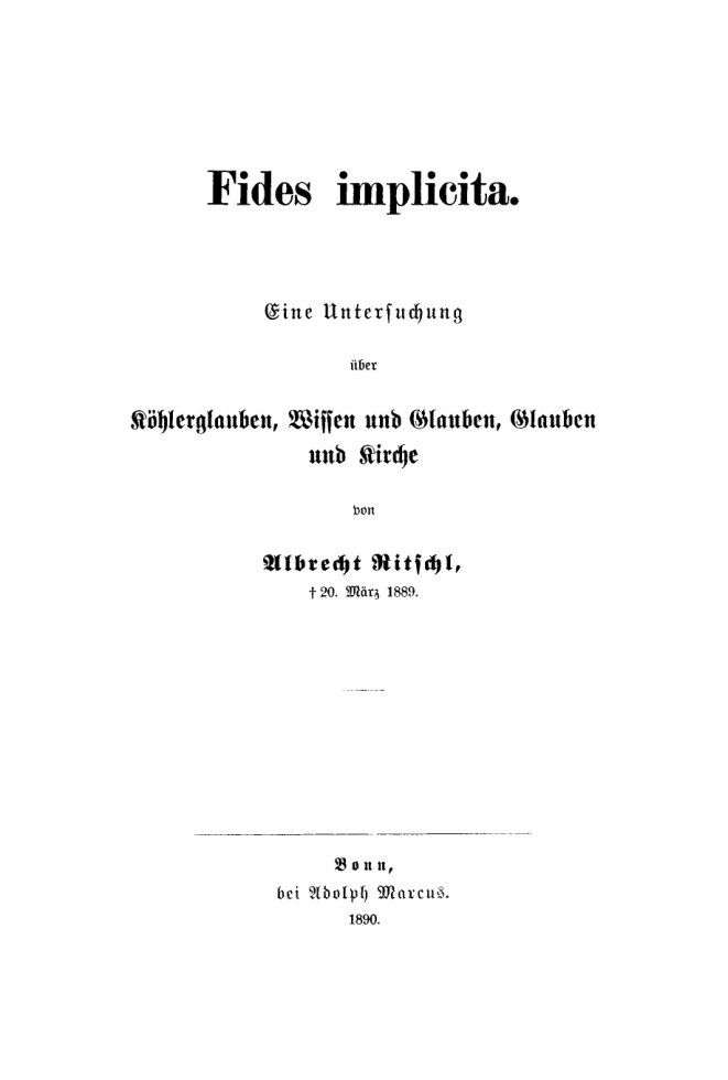 Fides implicita German Edition Albrecht Ritschl Kitap Kapağı