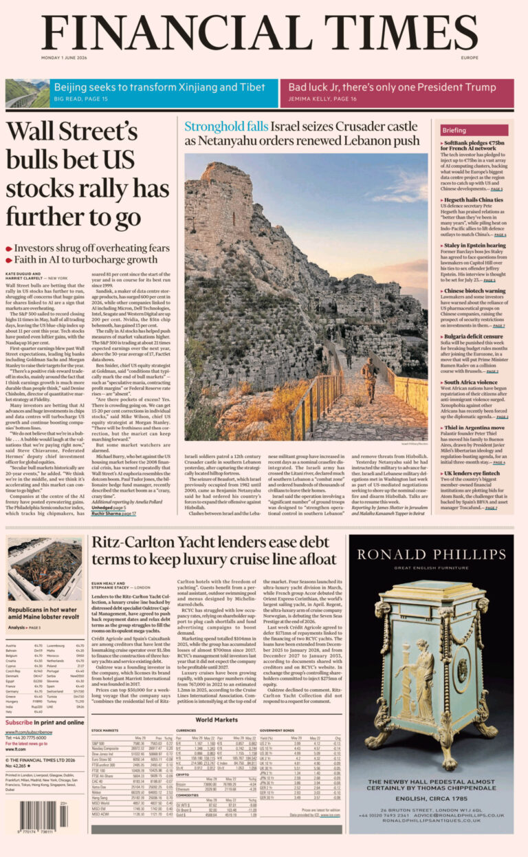 Financial Times Europe 01 June 2026 Financial Times Europe Kitap Kapağı