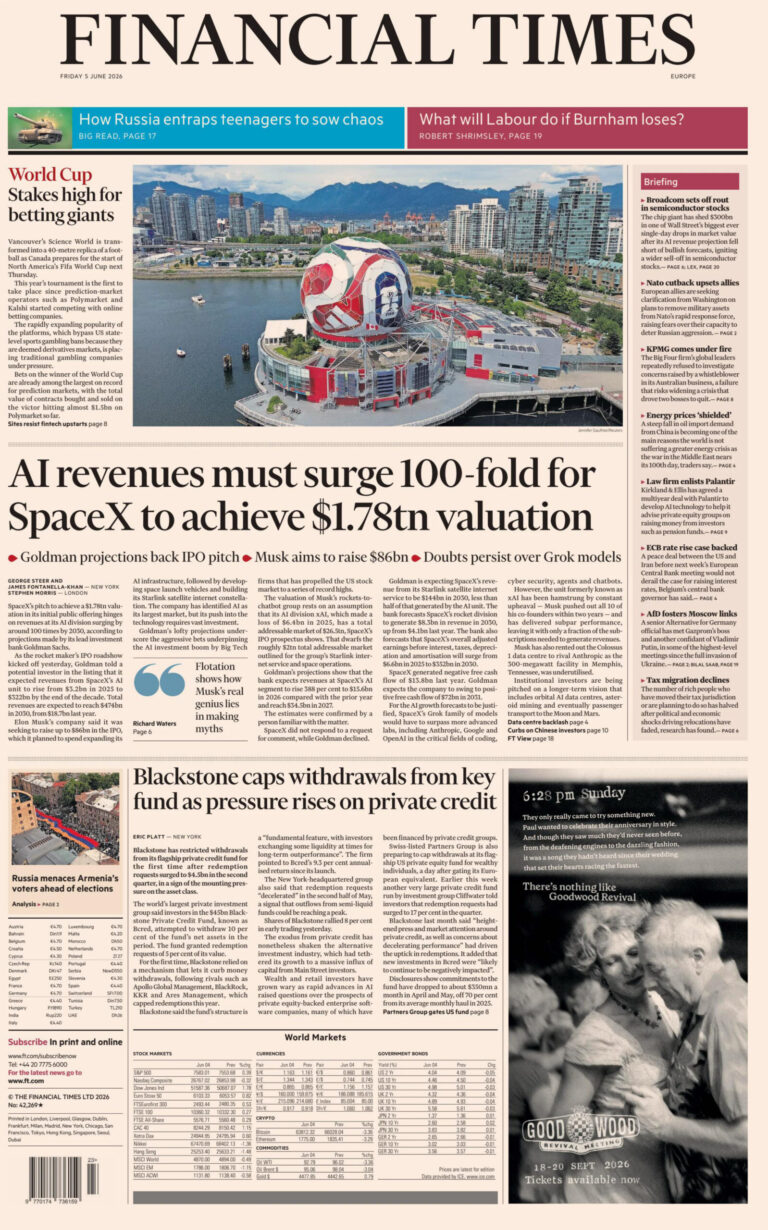 Financial Times Europe 05 June 2026 Financial Times Europe Kitap Kapağı