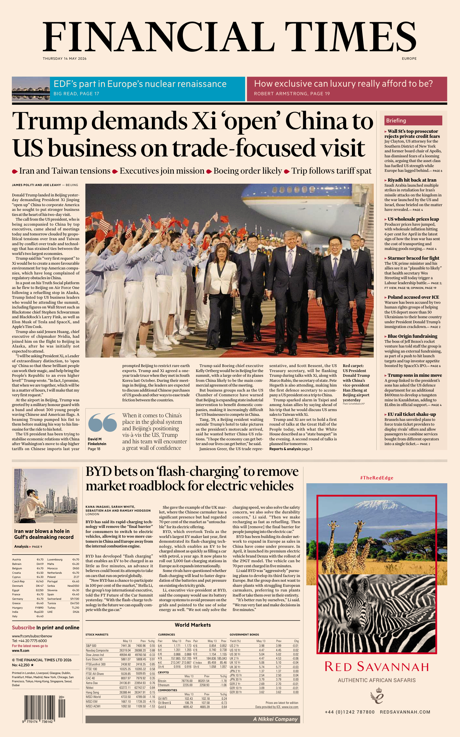 Financial Times Europe 14 May 2026 Financial Times Europe Kitap Kapağı