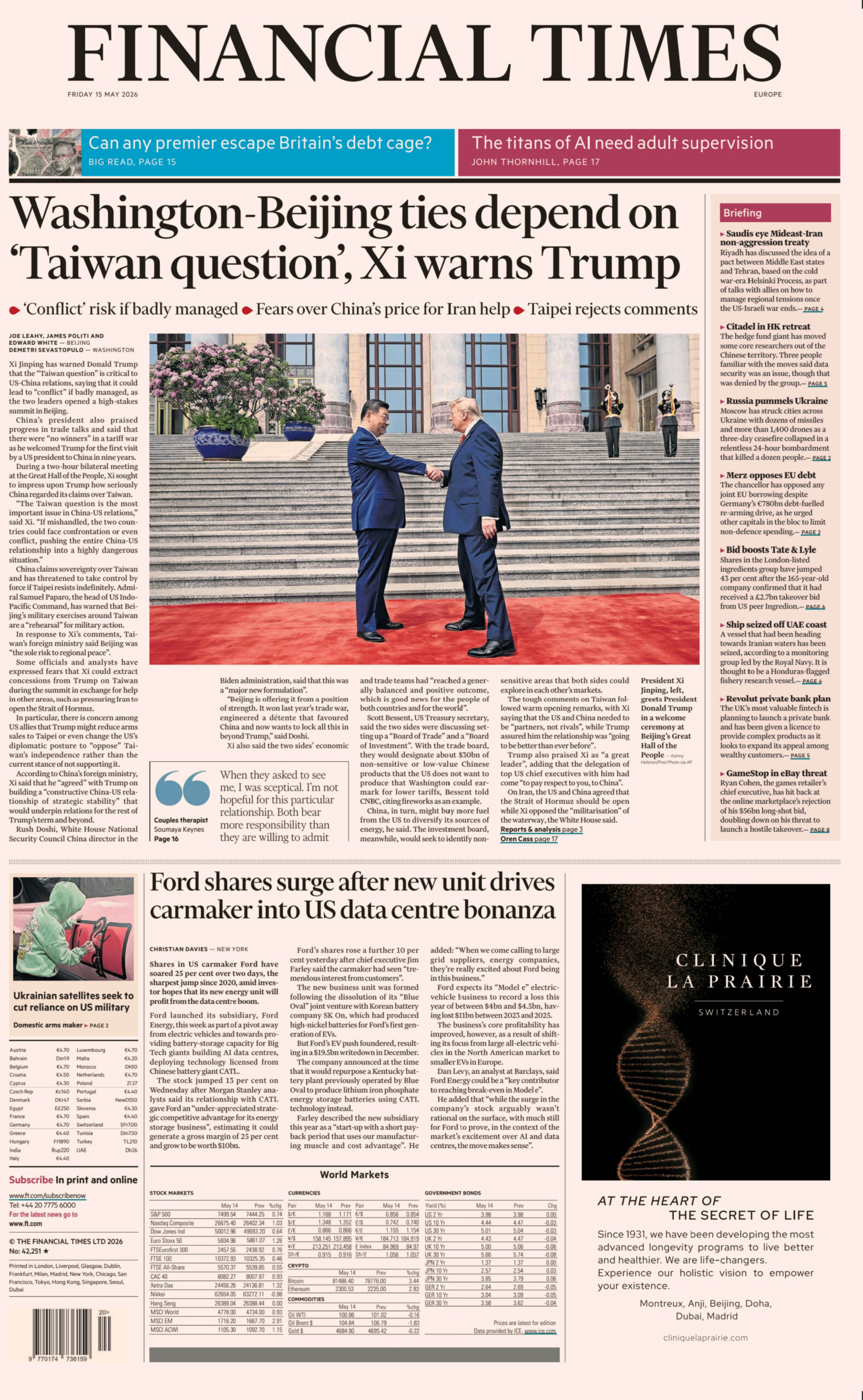 Financial Times Europe 15 May 2026 Financial Times Europe Kitap Kapağı