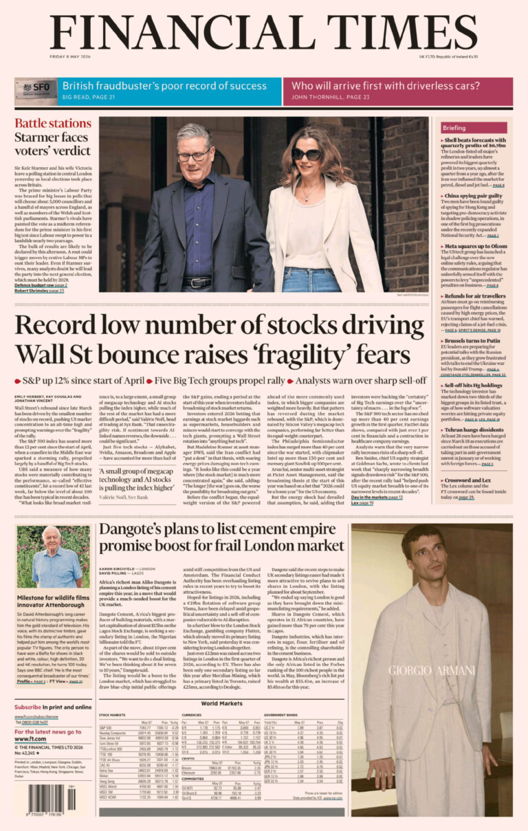 Financial Times UK 08 May 2026 Financial Times UK Kitap Kapağı