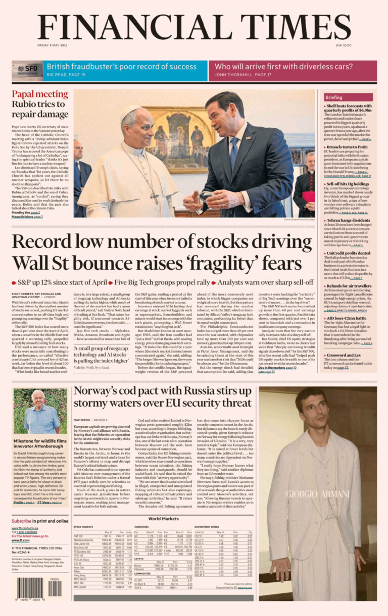 Financial Times USA 08 May 2026 Financial Times USA Kitap Kapağı