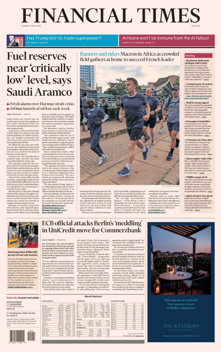 Financial Times USA 12 May 2026 Financial Times USA Kitap Kapağı