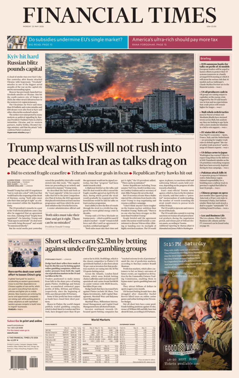 Financial Times USA 25 May 2026 Financial Times USA Kitap Kapağı