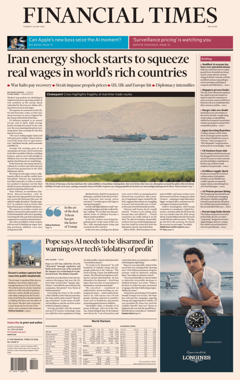Financial Times USA 26 May 2026 Financial Times USA Kitap Kapağı
