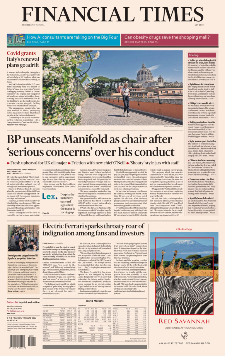 Financial Times USA 27 May 2026 Financial Times USA Kitap Kapağı