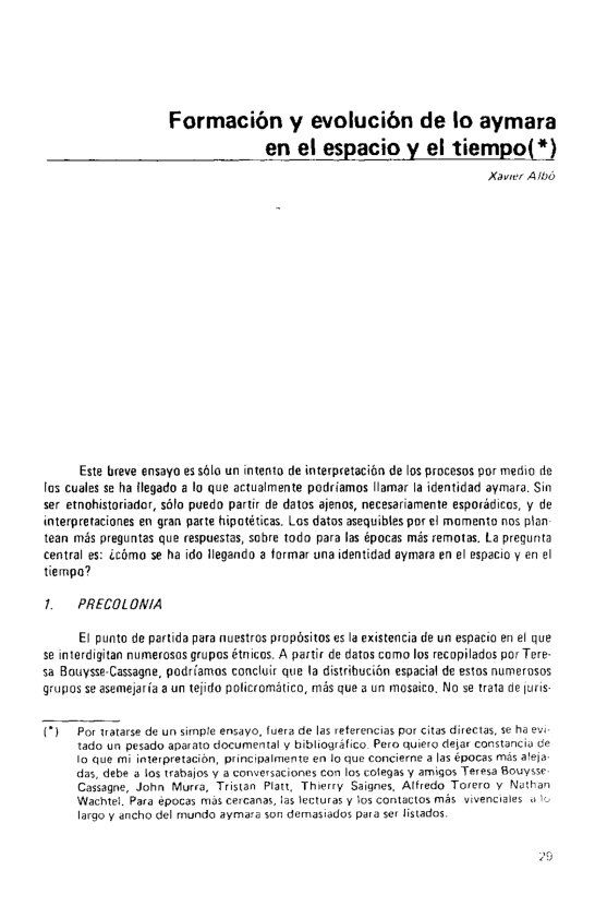 Formacion y evolucion de lo aymara en el espacio y el tiempo Xavier Albo Kitap Kapağı