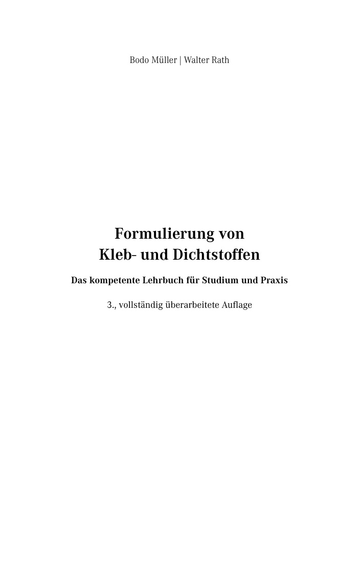 Formulierung von Kleb und Dichtstoffen German Edition Bodo Muller Kitap Kapağı