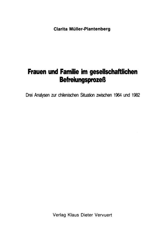 Frauen und Familie im gesellschaftlichen Befreiungsprozess German Edition Clarita Muller Plantenberg Kitap Kapağı