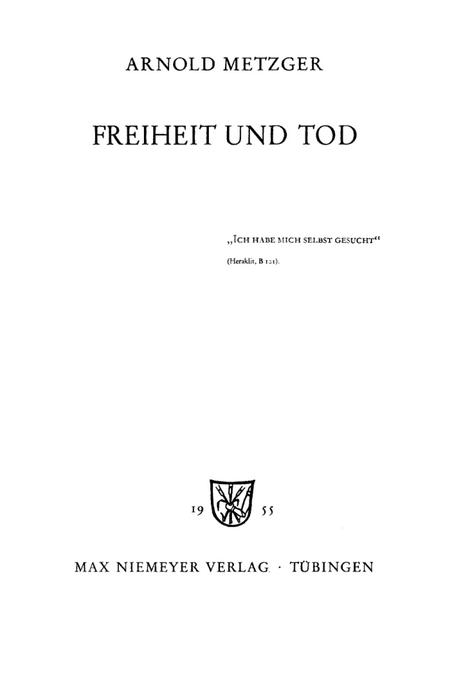 Freiheit und Tod German Edition Arnold Metzger Kitap Kapağı