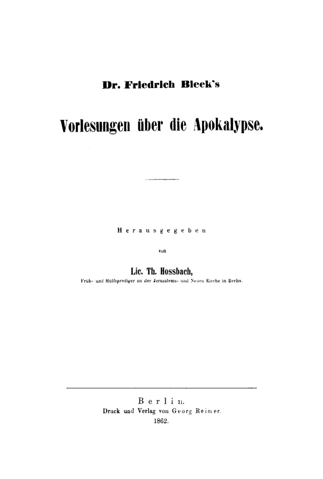 Friedrich Bleeks Vorlesungen über die Apokalypse PDF Download
