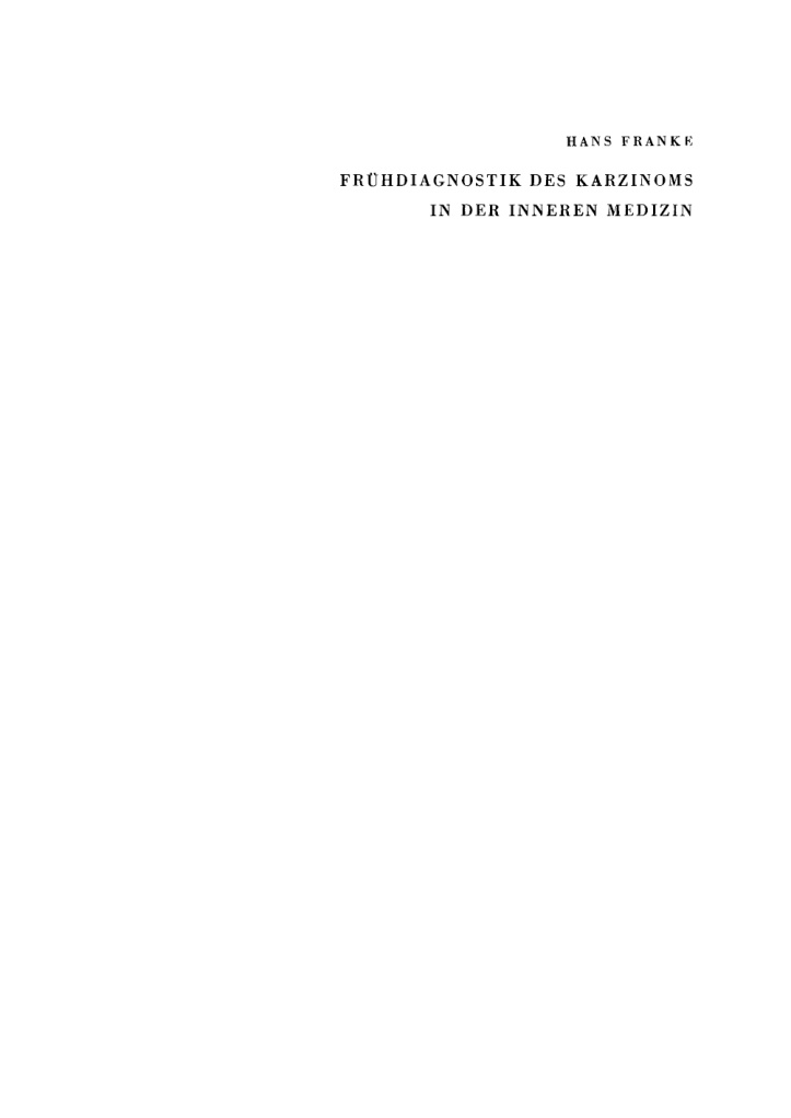 Frühdiagnostik des Karzinoms in der inneren Medizin PDF Download